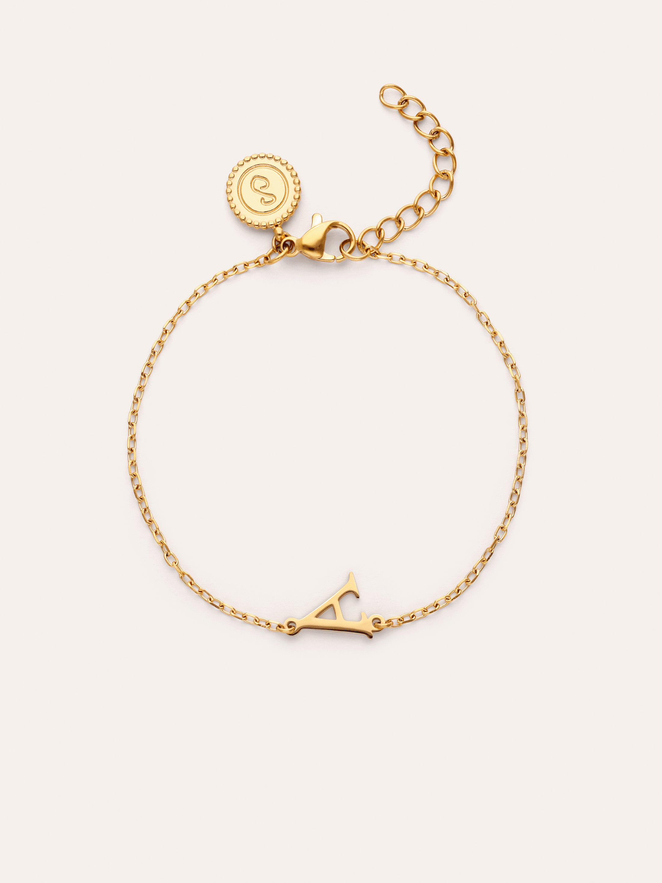 Single Letter armband van staal met gouden plating