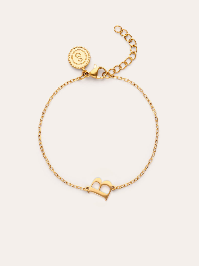 Single Letter armband van staal met gouden plating