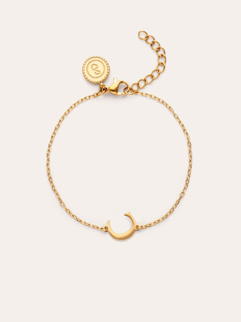 Single Letter armband van staal met gouden plating