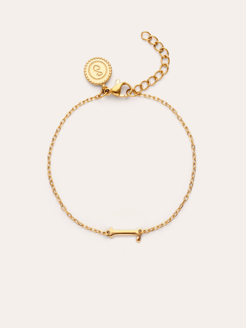 Single Letter armband van staal met gouden plating