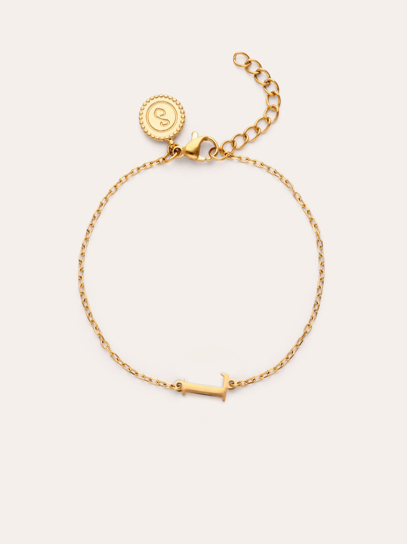 Single Letter armband van staal met gouden plating