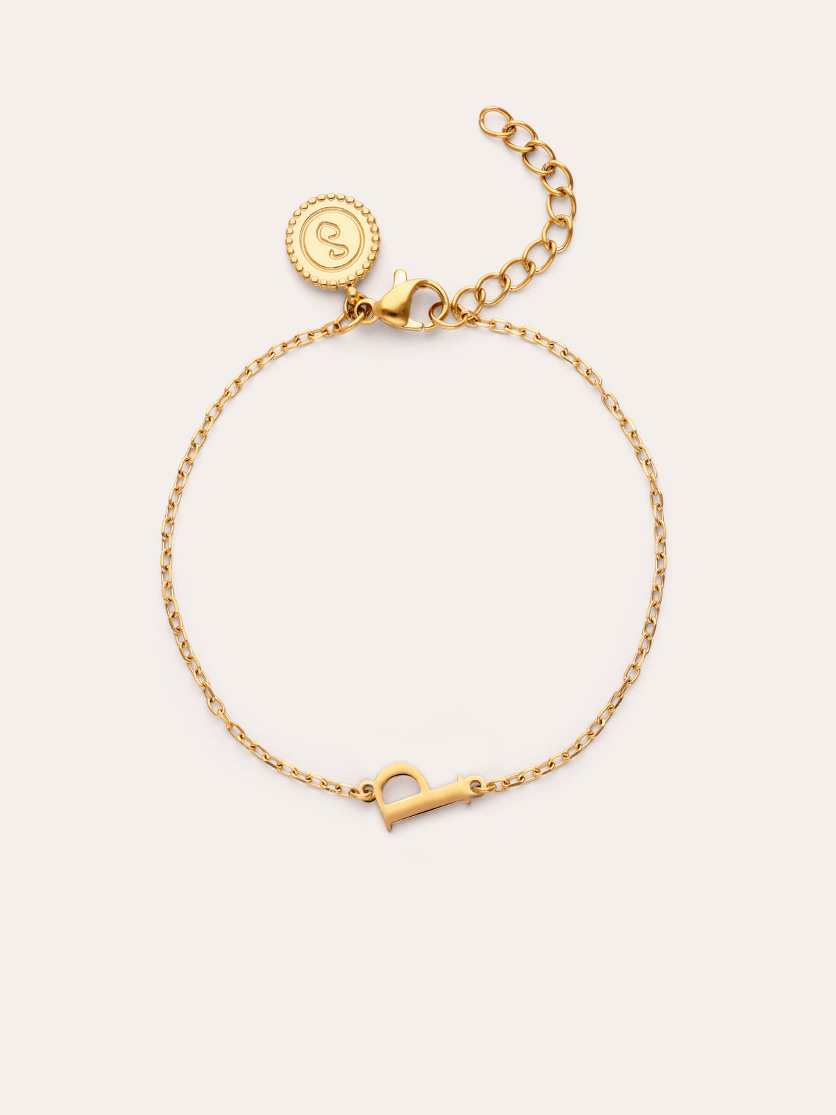 Single Letter armband van staal met gouden plating