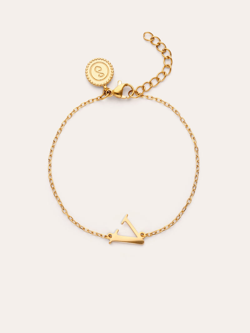 Single Letter armband van staal met gouden plating