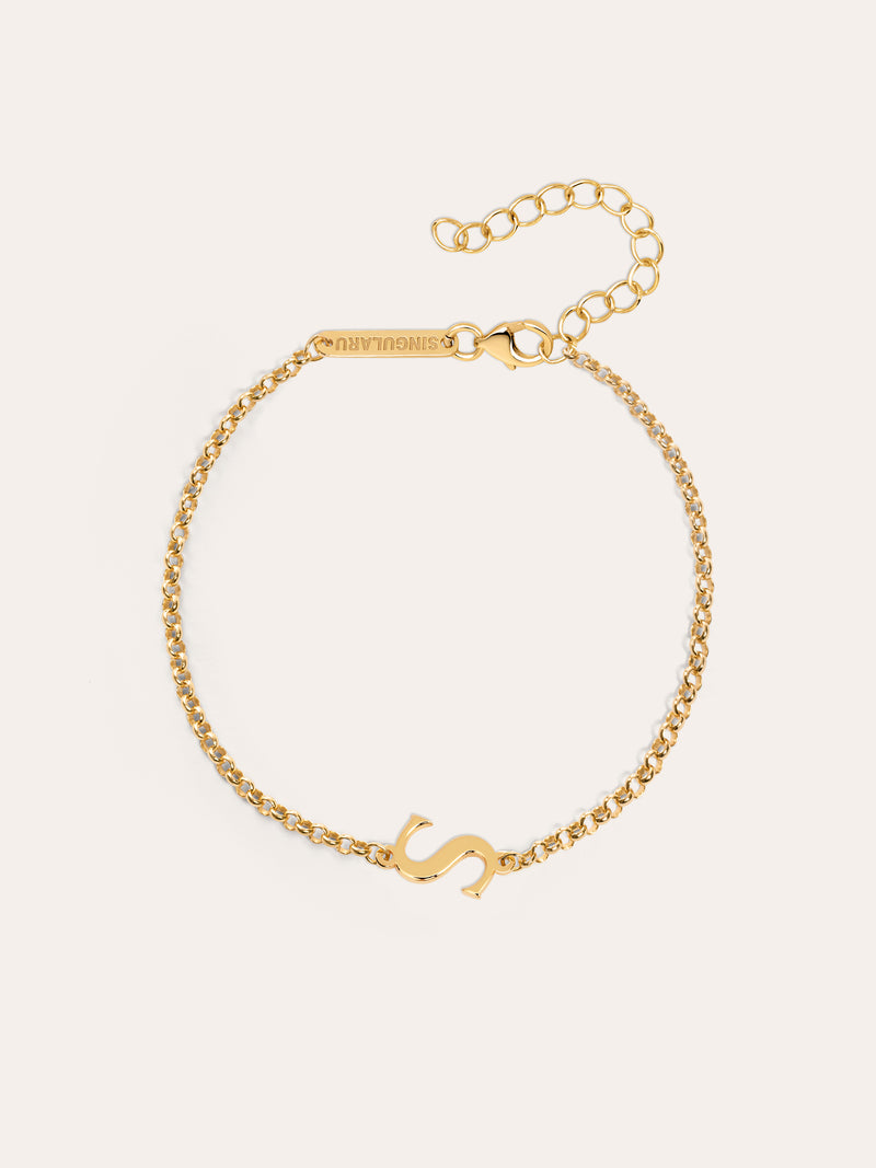 Single Letter Gold Bracelet 