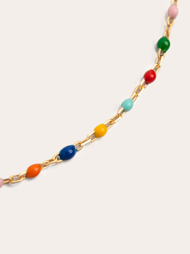 Collar Personalizado Colors Enamel Letter Baño Oro
