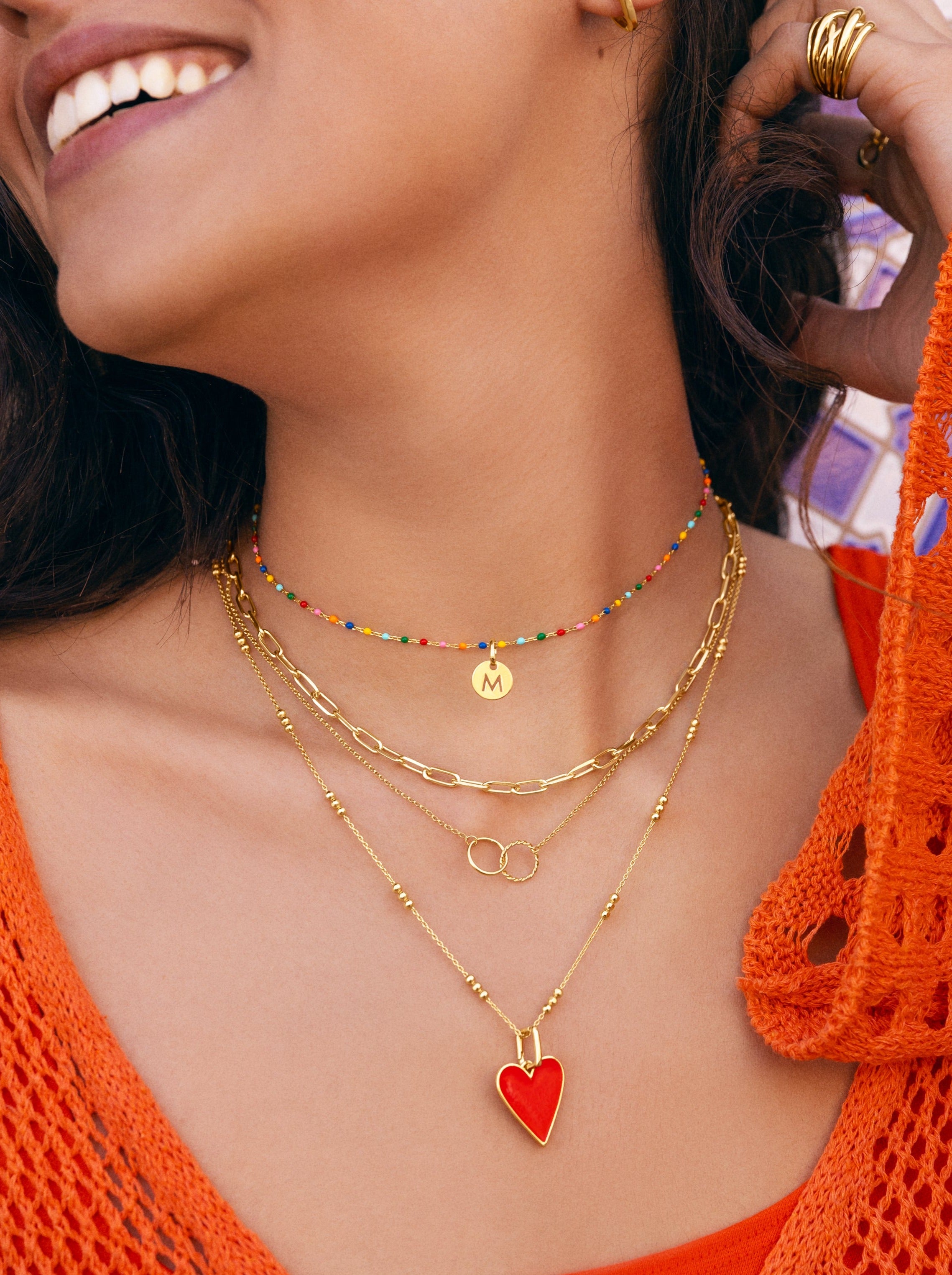 Collar Personalizado Colors Enamel Letter Baño Oro