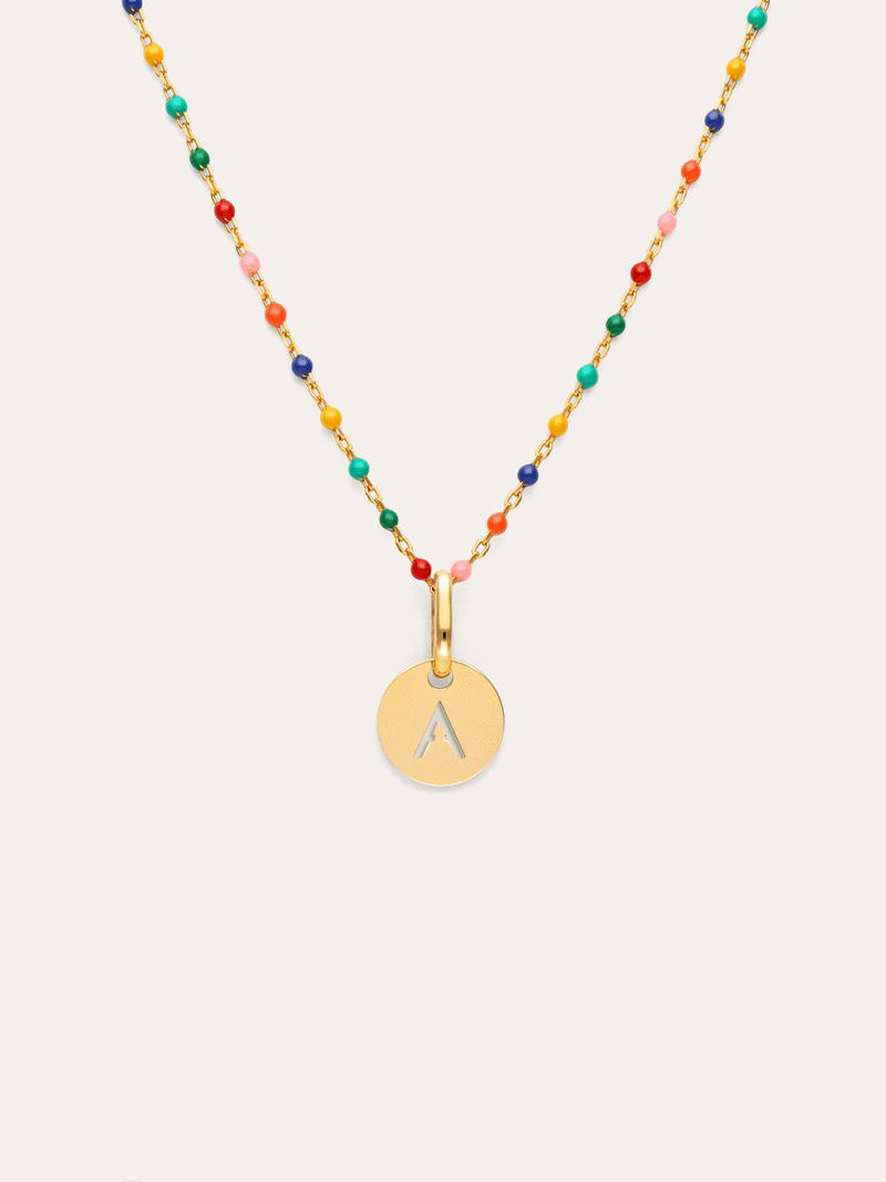 Collana Personalizzata Colors Enamel Letter Placcata in Oro