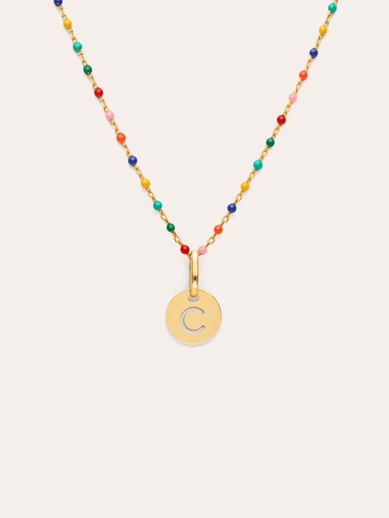 Collana Personalizzata Colors Enamel Letter Placcata in Oro