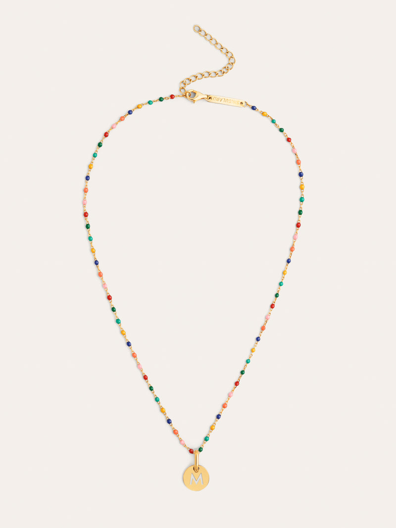 Collana Personalizzata Colors Enamel Letter Placcata in Oro