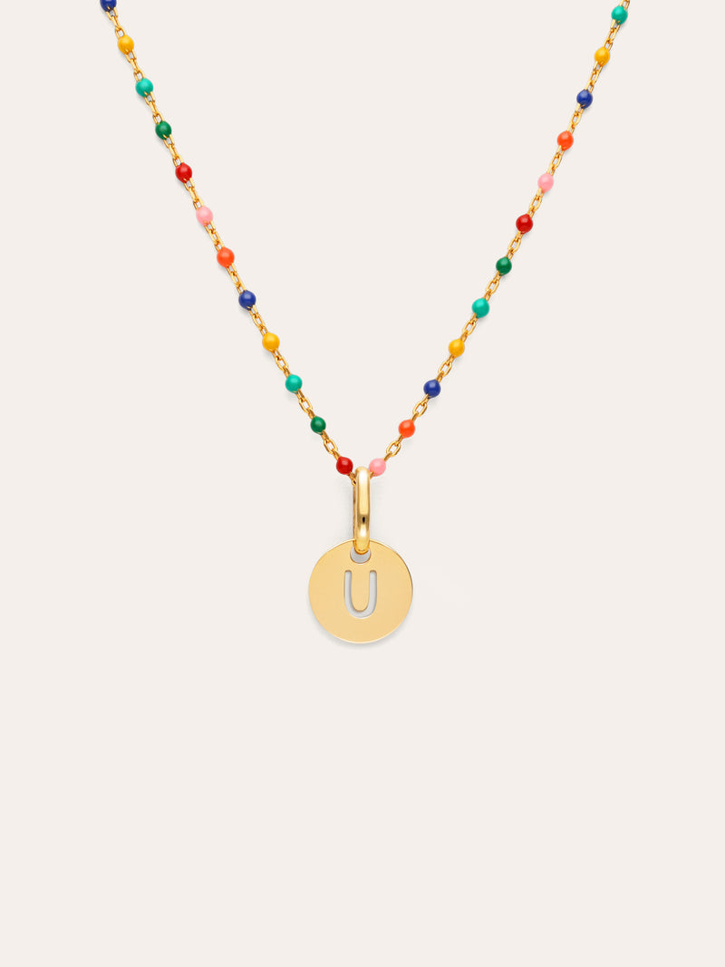 Collana Personalizzata Colors Enamel Letter Placcata in Oro