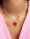 Collar Chic Lovely Heart Red Acero Baño Oro