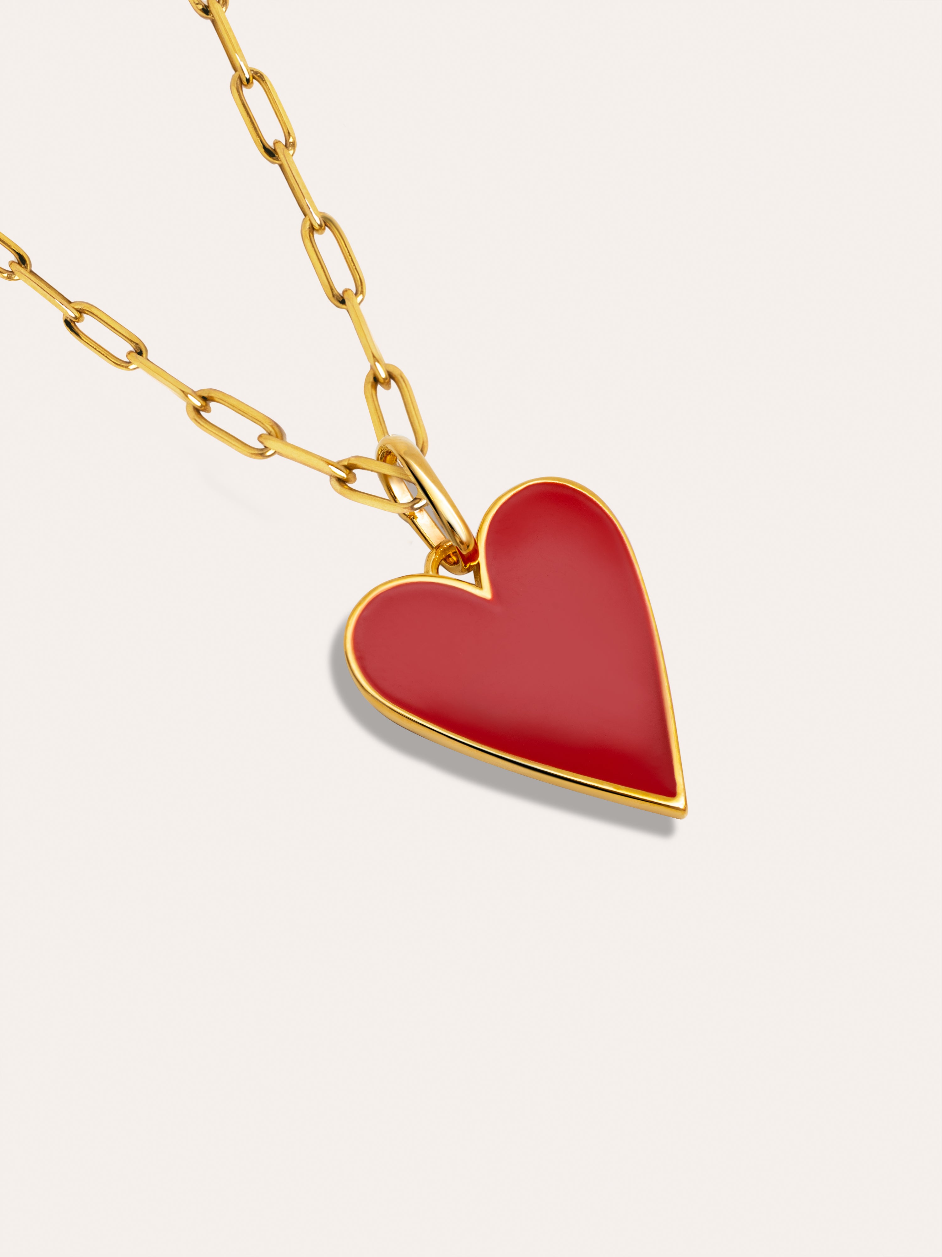 Collar Chic Lovely Heart Red Acero Baño Oro