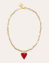 Collar Chic Lovely Heart Red Acero Baño Oro