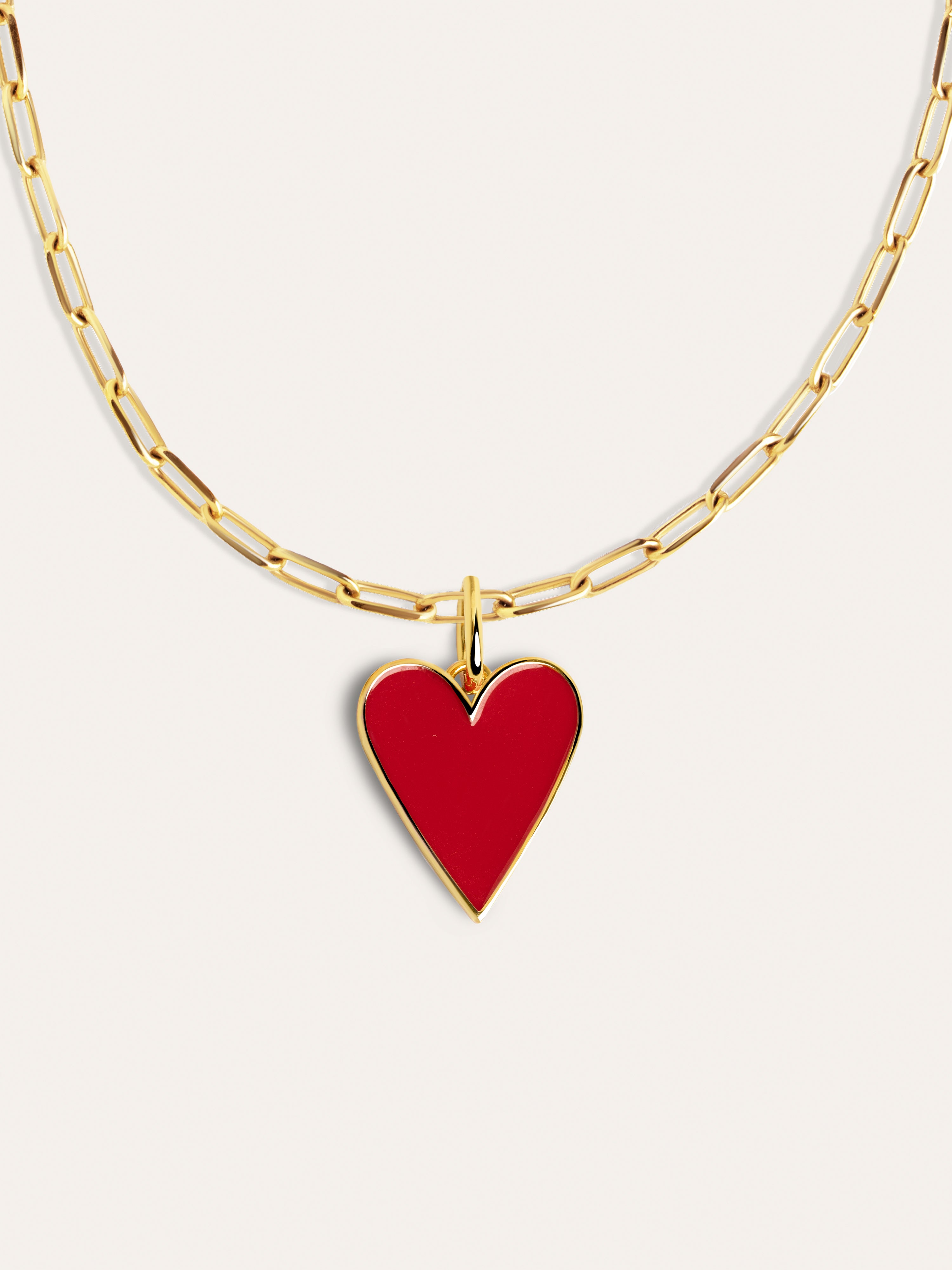 Collar Chic Lovely Heart Red Acero Baño Oro