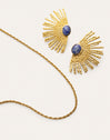 Pack Regalo Collar y Pendientes Azul Acero Baño Oro
