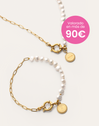Pack Regalo Collar y Pulsera Chic Pearl Acero Baño Oro