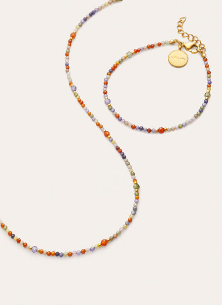 Pack Regalo Collar y Pulsera Crystal Summer Acero Baño Oro