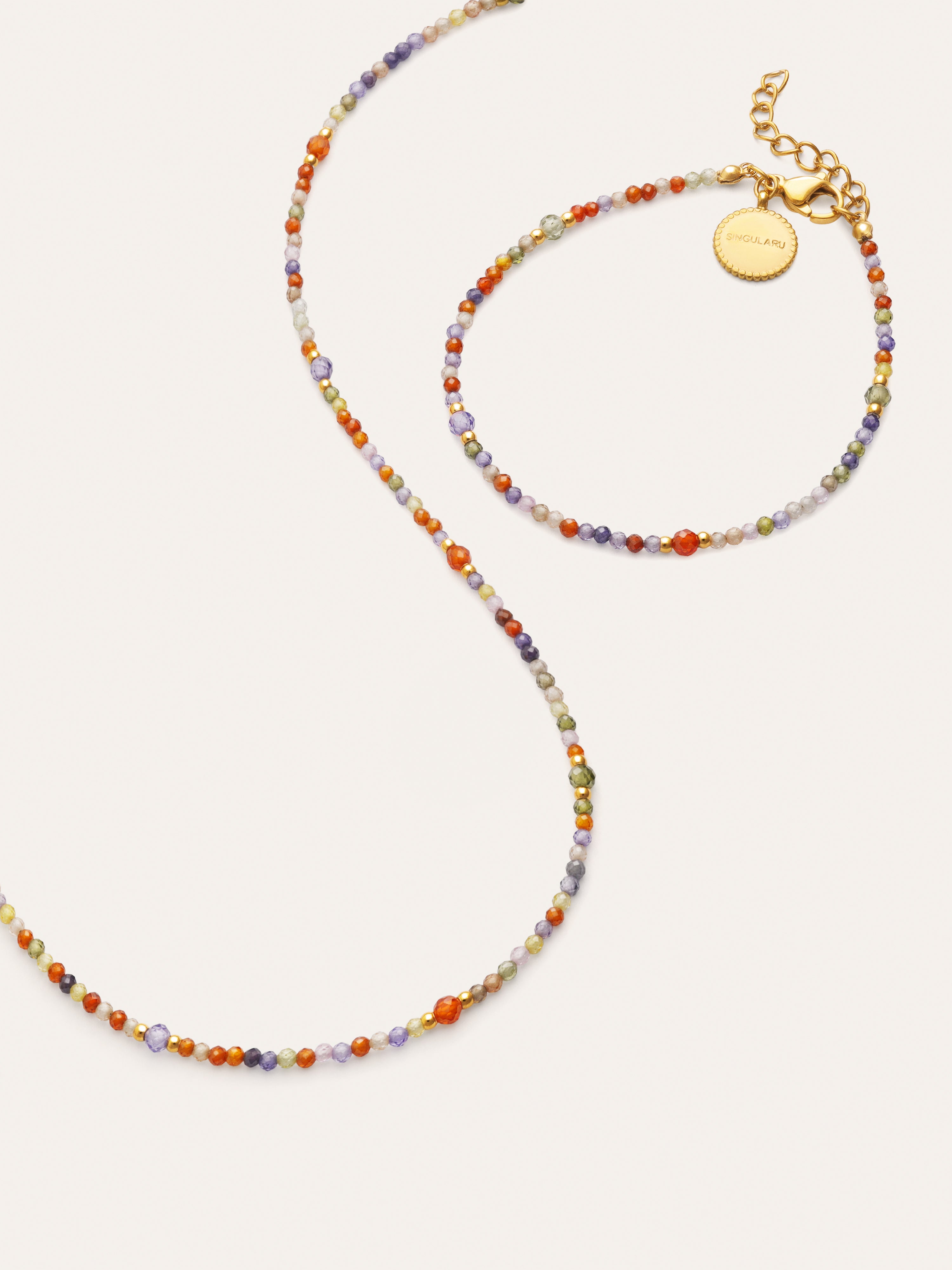 Pack Regalo Collar y Pulsera Crystal Summer Acero Baño Oro