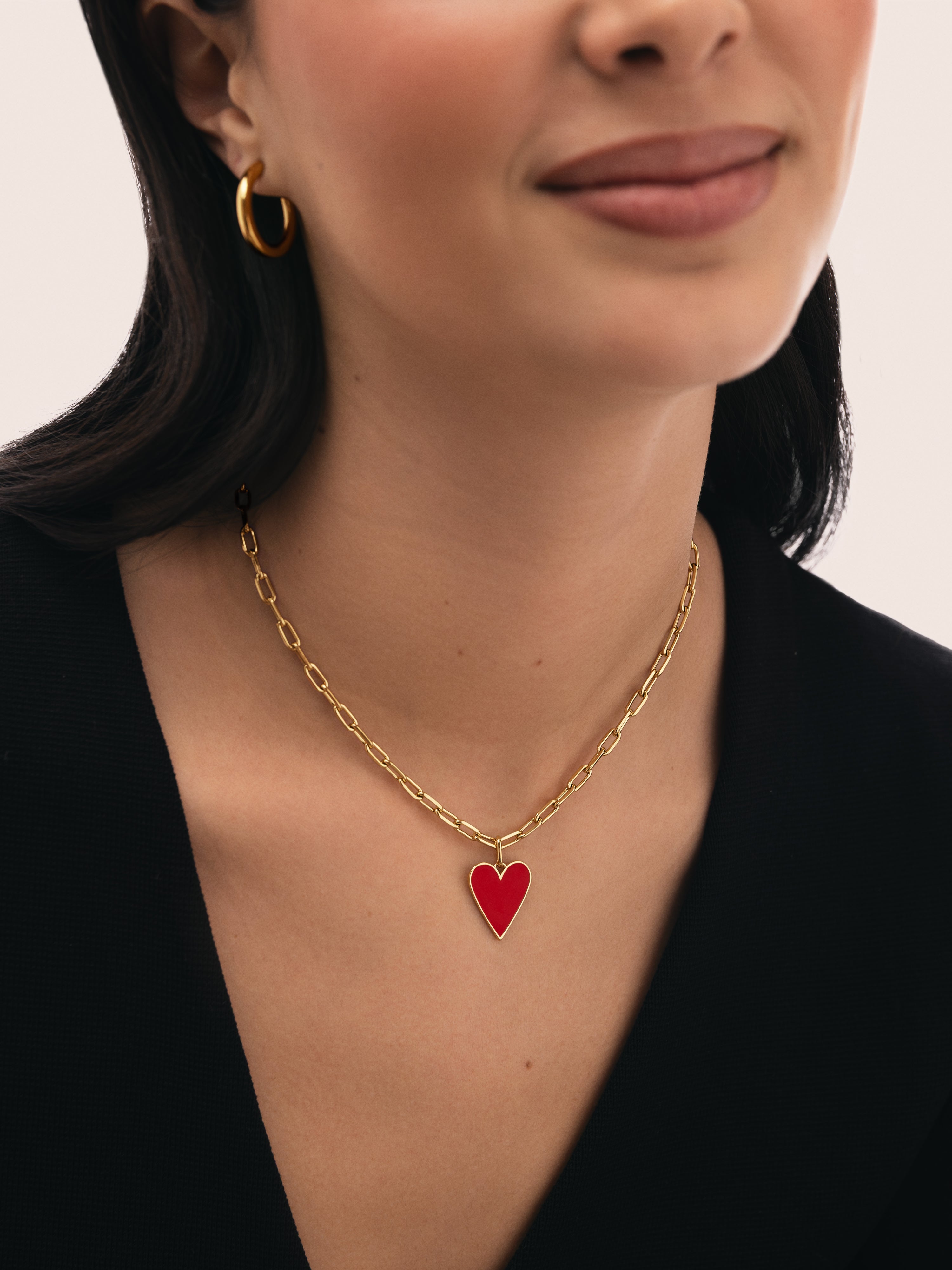 Pack Regalo Collar Chic y Charm Lovely Heart Red Baño Oro