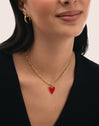 Collar Chic Lovely Heart Red Acero Baño Oro
