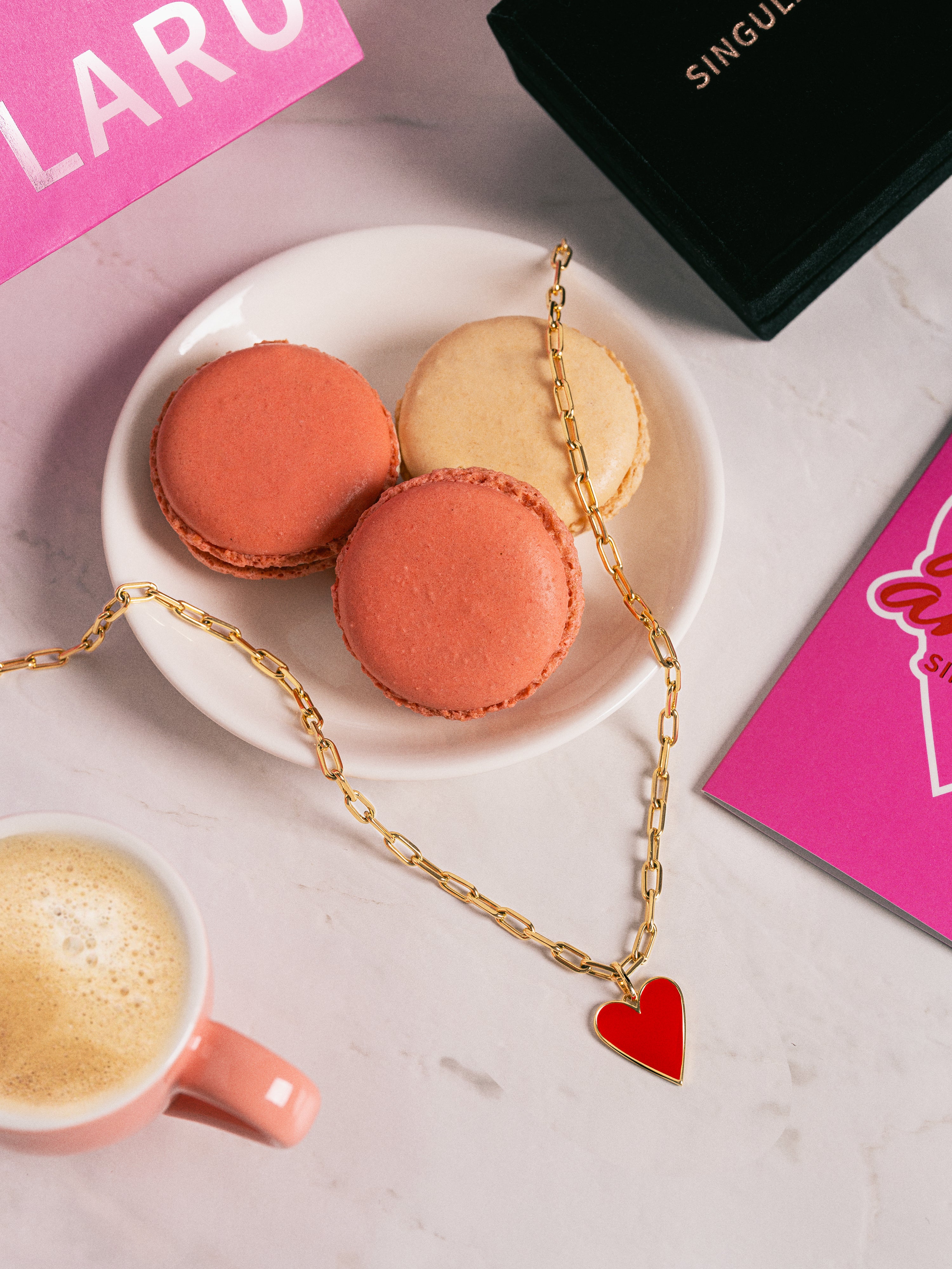 Pack Regalo Collar Chic y Charm Lovely Heart Red Baño Oro