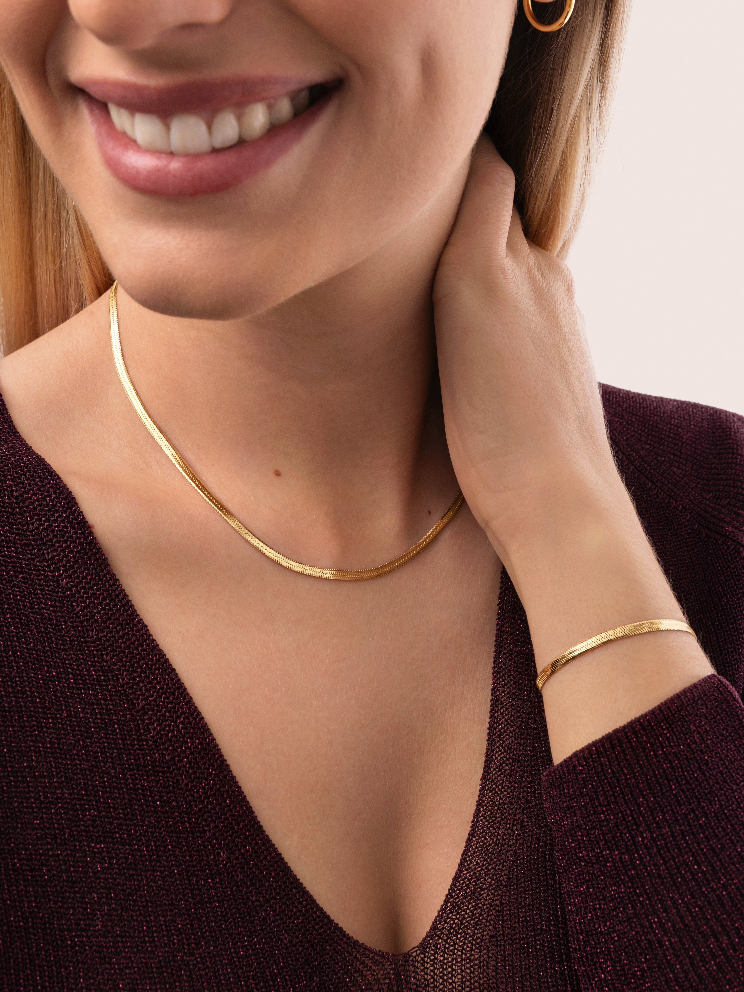 Pack Regalo Collar y Pulsera Lisse S Acero Baño Oro