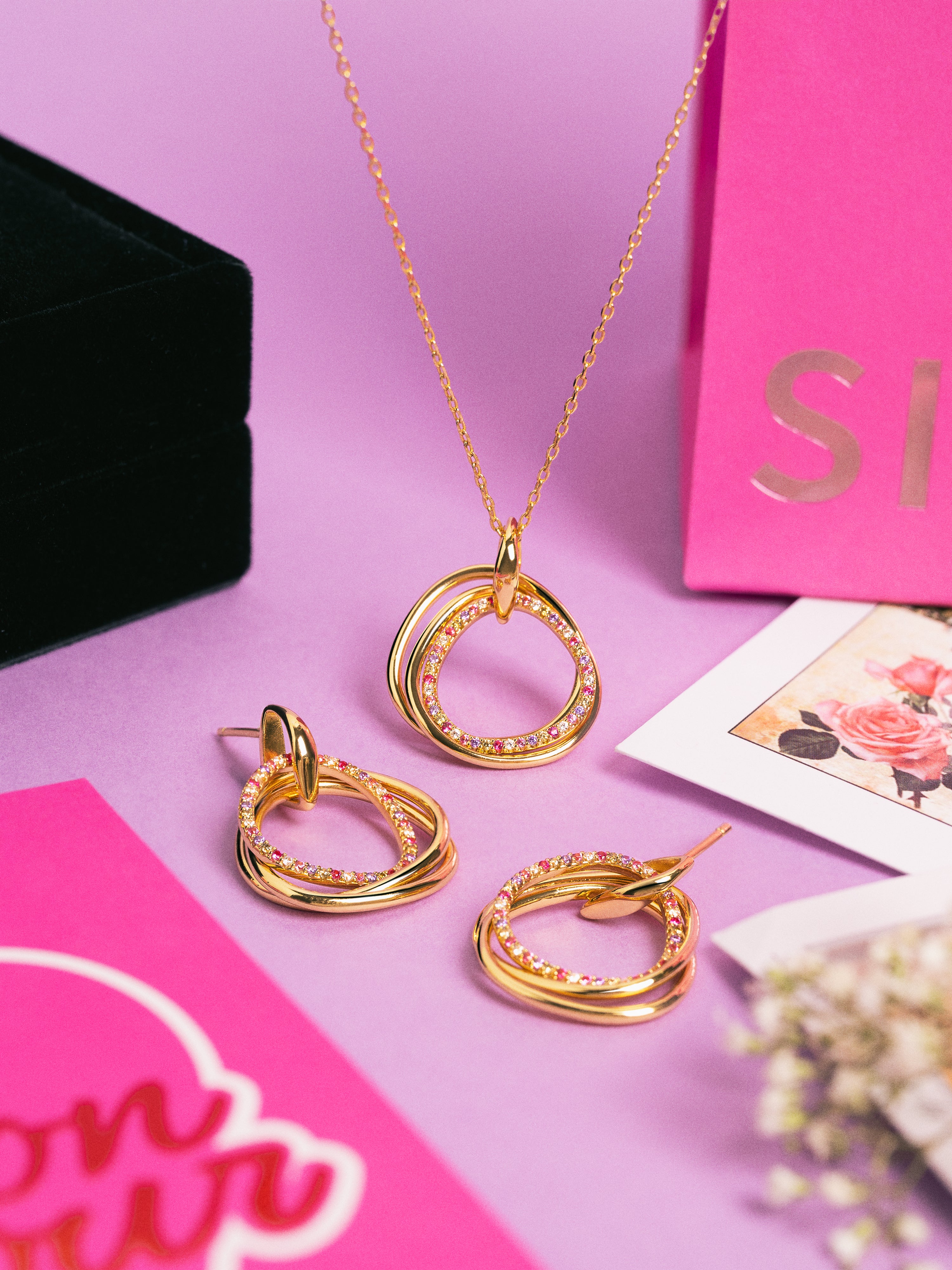 Pack Regalo Collar y Pendientes Oria Colors Baño Oro