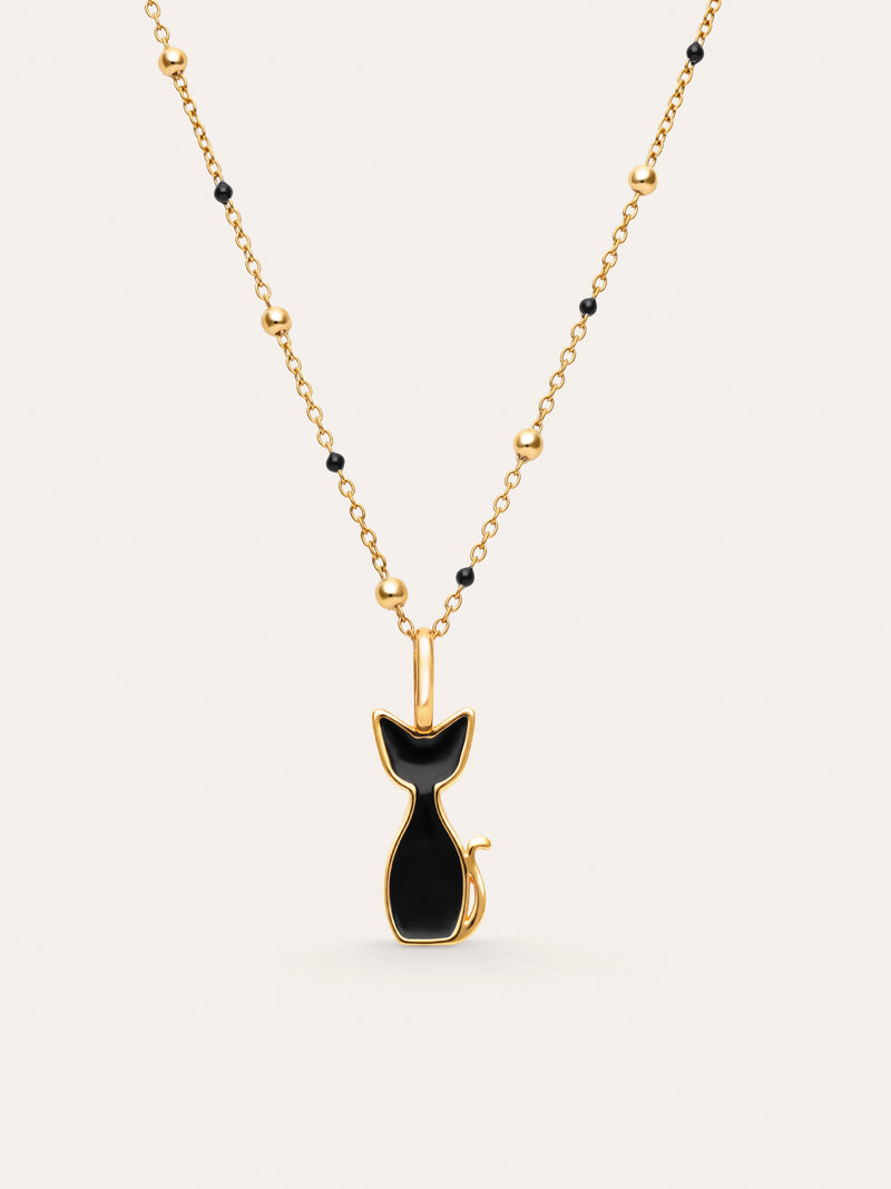 Pack Regalo Collar Dots L Black y Charm Salem Baño Oro