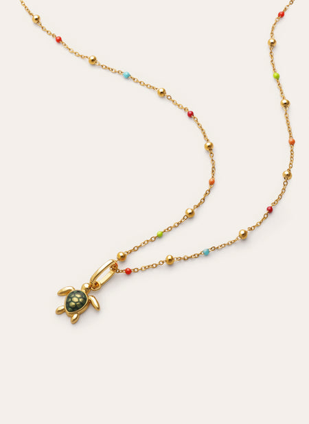 Pack Cadeau Collier Dots L Colors et Charm Tortue Plaqué Or