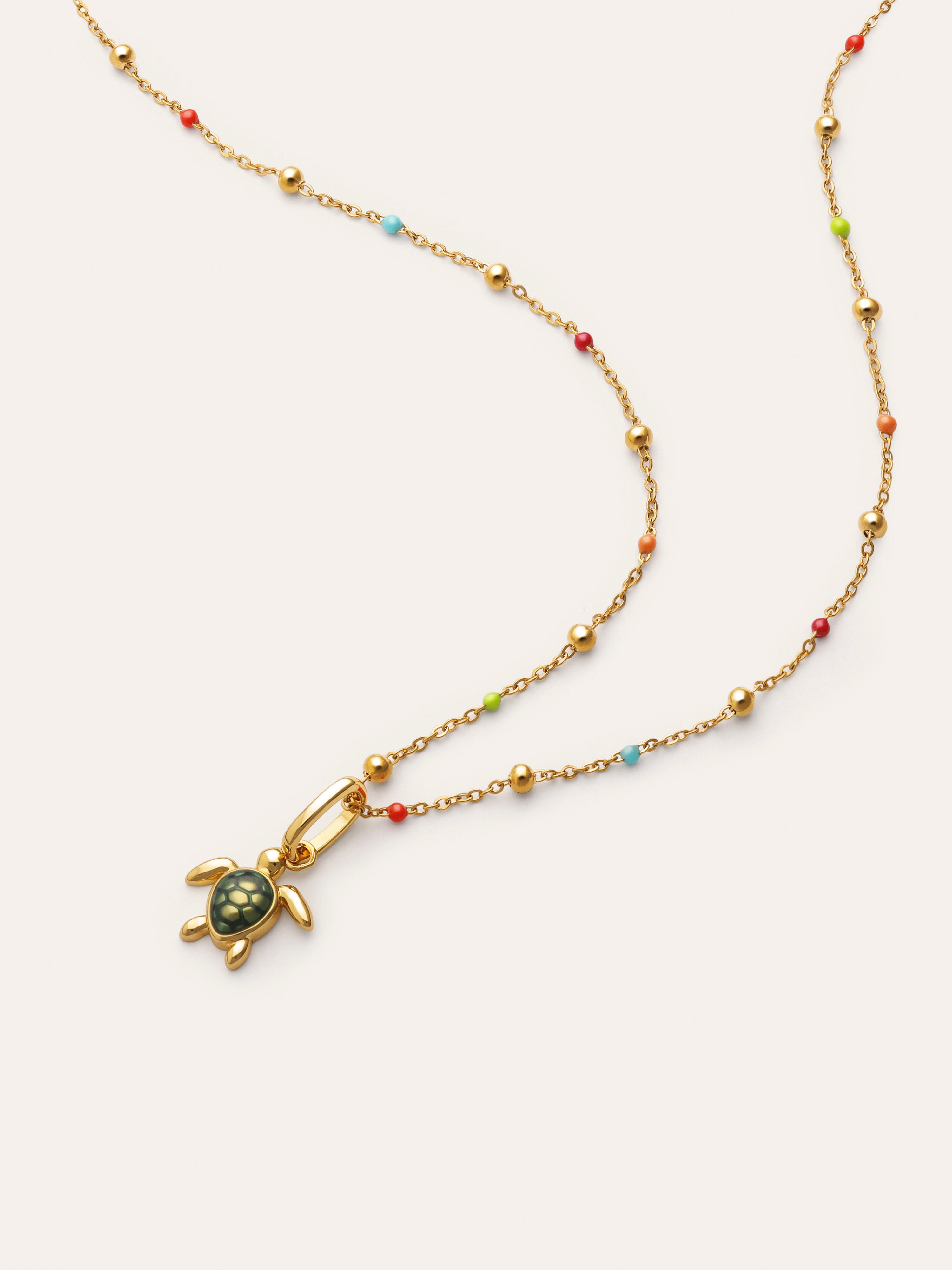 Pack Cadeau Collier Dots L Colors et Charm Tortue Plaqué Or