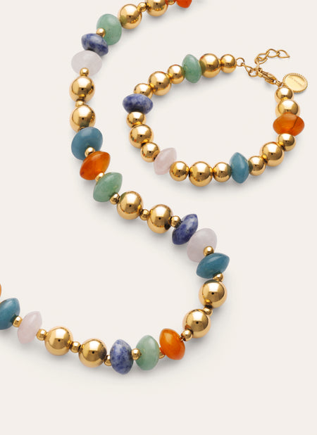 Pack Regalo Collar y Pulsera Bomb Acero Baño Oro