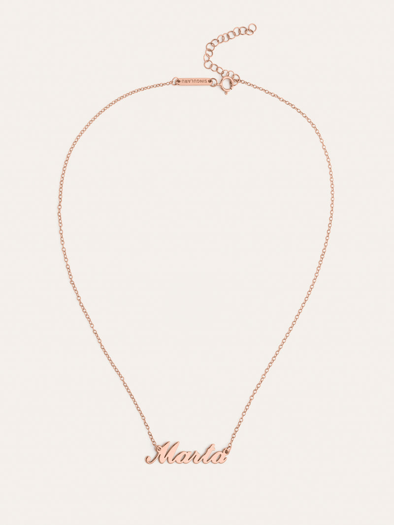 Collar Personalizado Carrie Plata Baño Oro Rosa