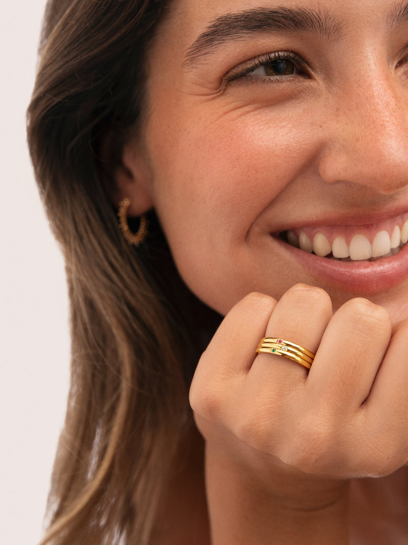 Pack 3 Anéis Palmar Cores Aço Banho Ouro