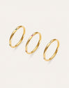Pack 3 Anéis Palmar Cores Aço Banho Ouro