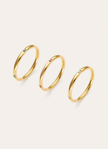 Set van 3 ringen Palmar Colors Staal Verguld met 18kt goud