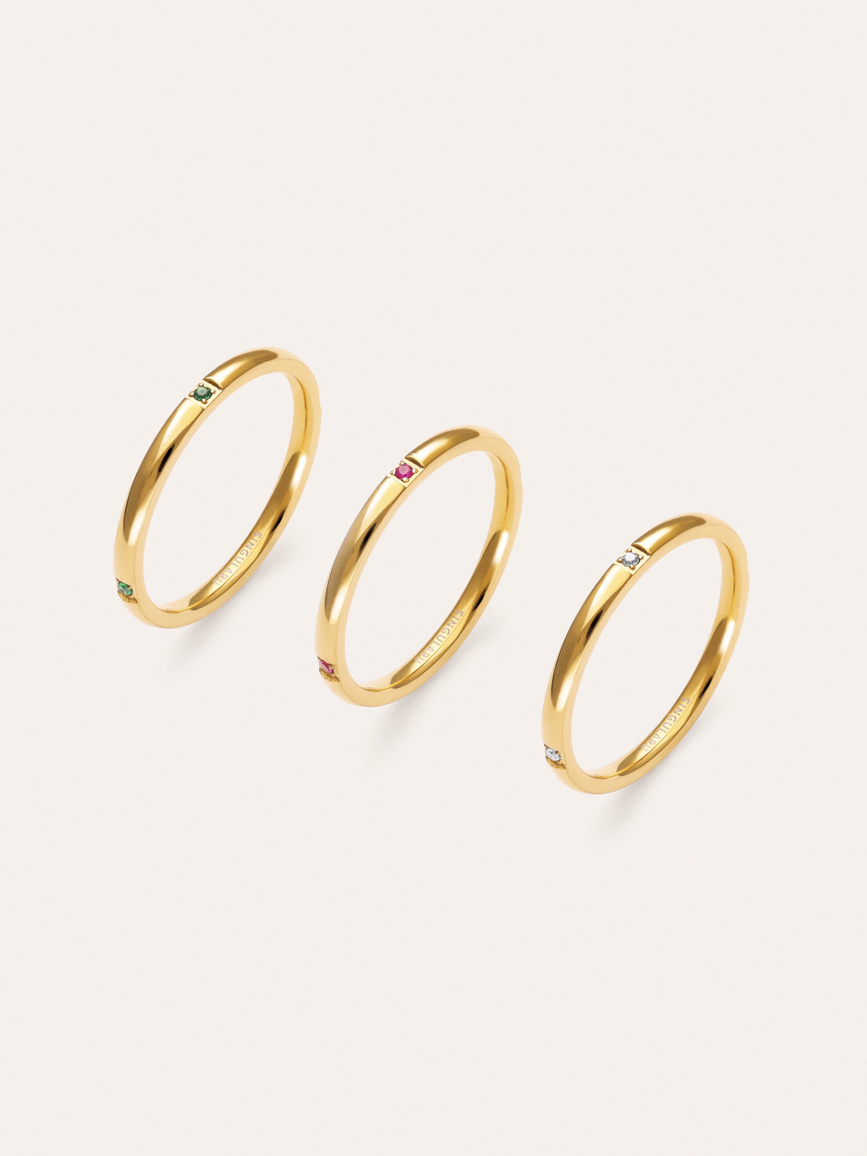 Pack 3 Anéis Palmar Cores Aço Banho Ouro