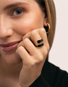 Anillo Abbraccio Black Acero Baño Oro