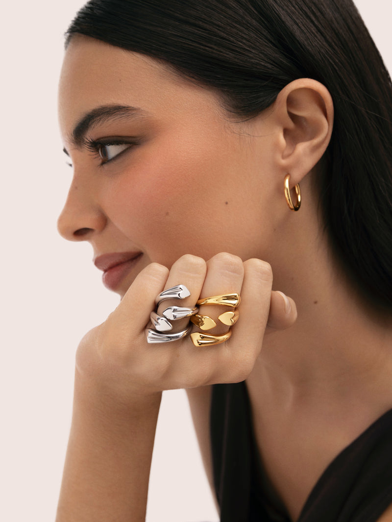 Abbraccio Amour Ring, Edelstahl vergoldet