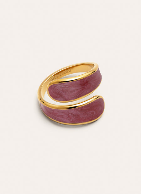 Abraccio Garnet Stainless Steel Gold Ring 