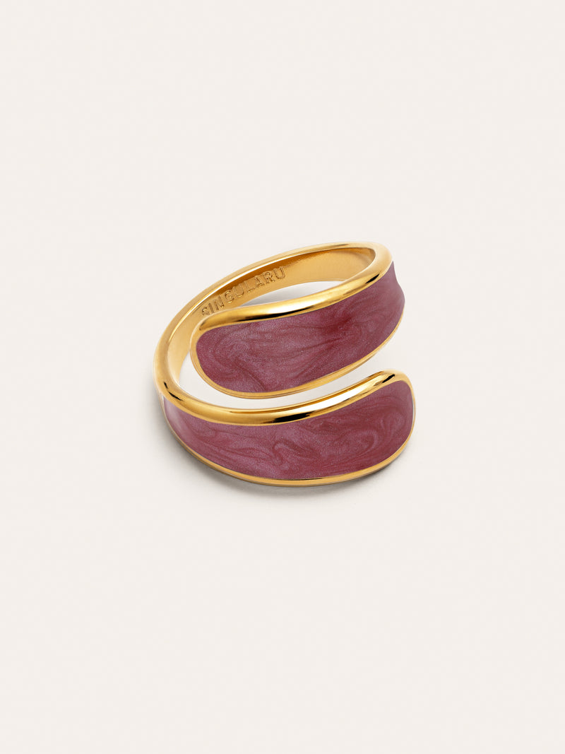 Anillo Abbraccio Granate Acero baño Oro