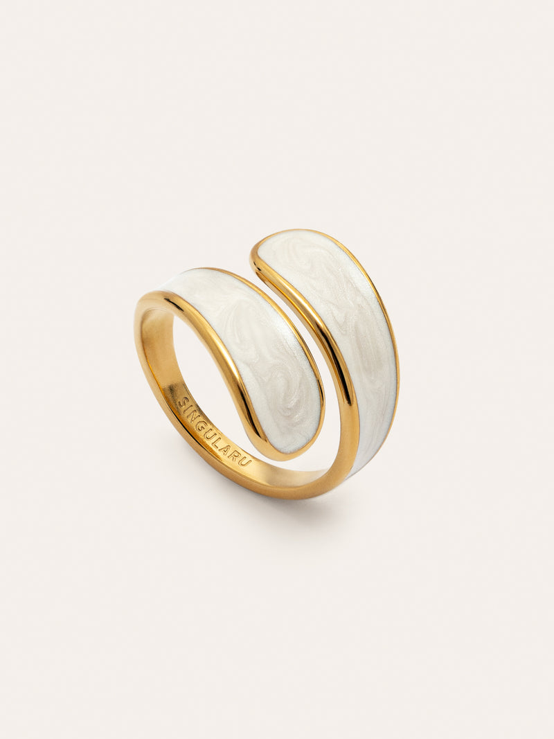 Anillo Abbraccio White Acero Baño Oro