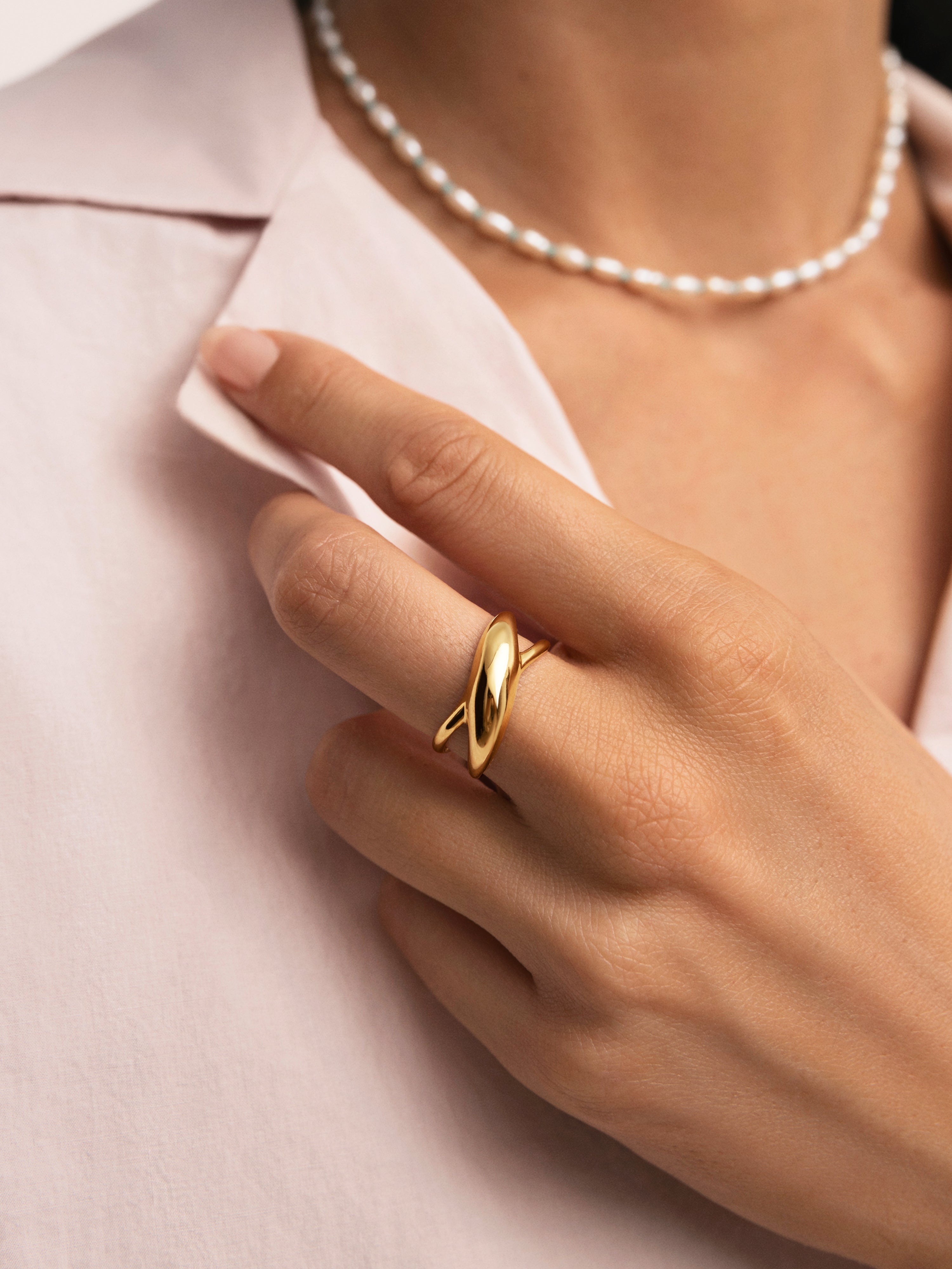 Anillo Ariel Acero Baño Oro