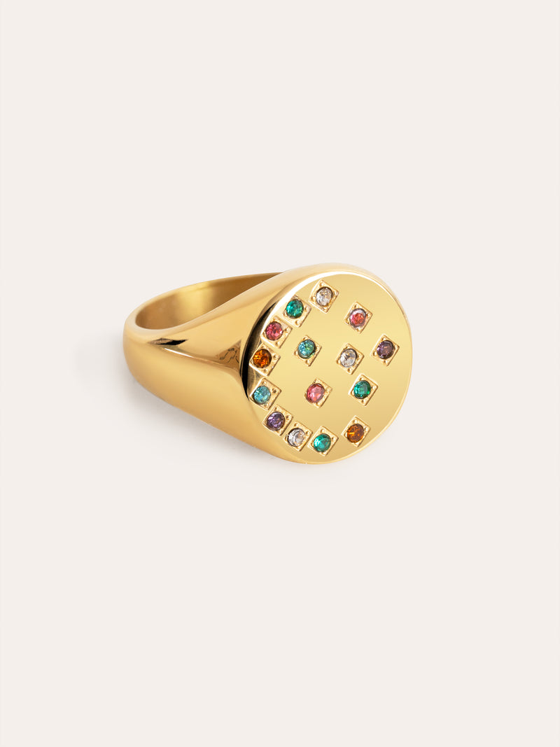 Bling Rainbow Ring Edelstahl, vergoldet