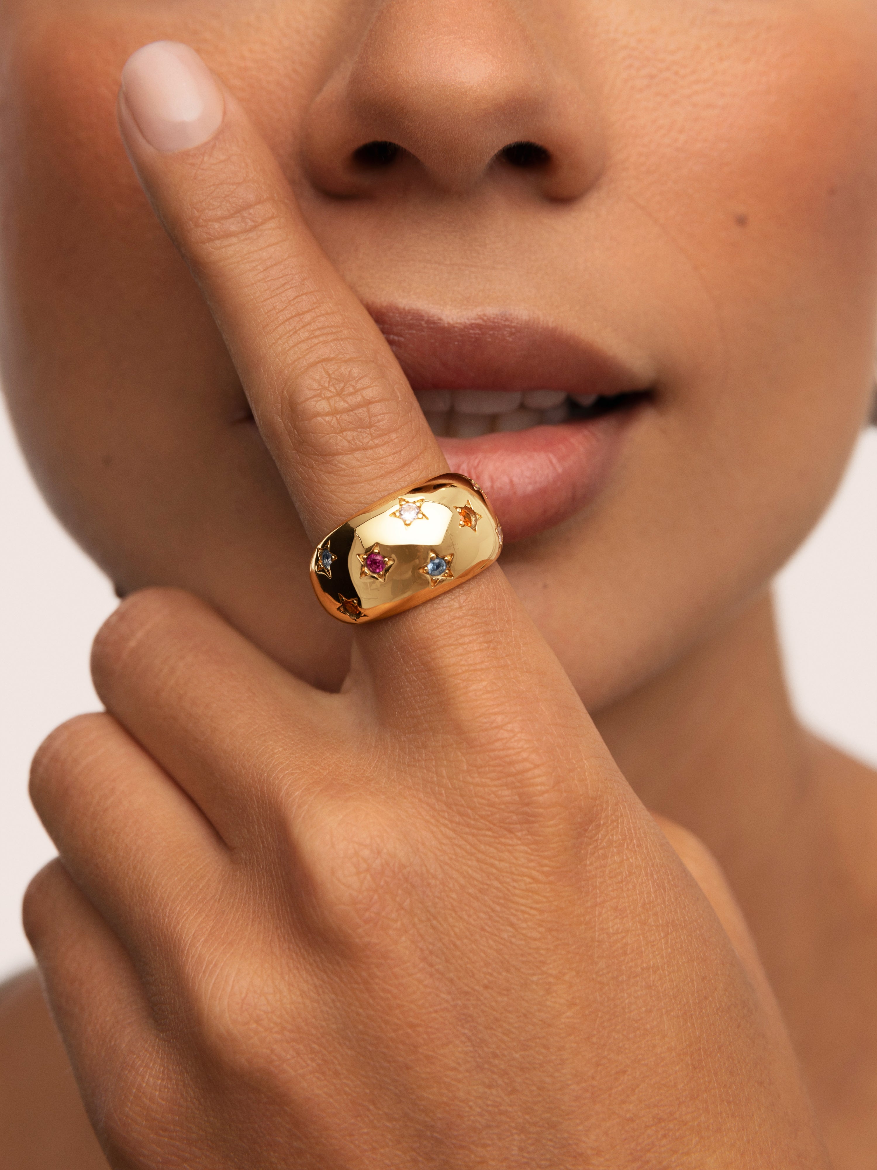 Bomb Color Stars Ring, vergoldet