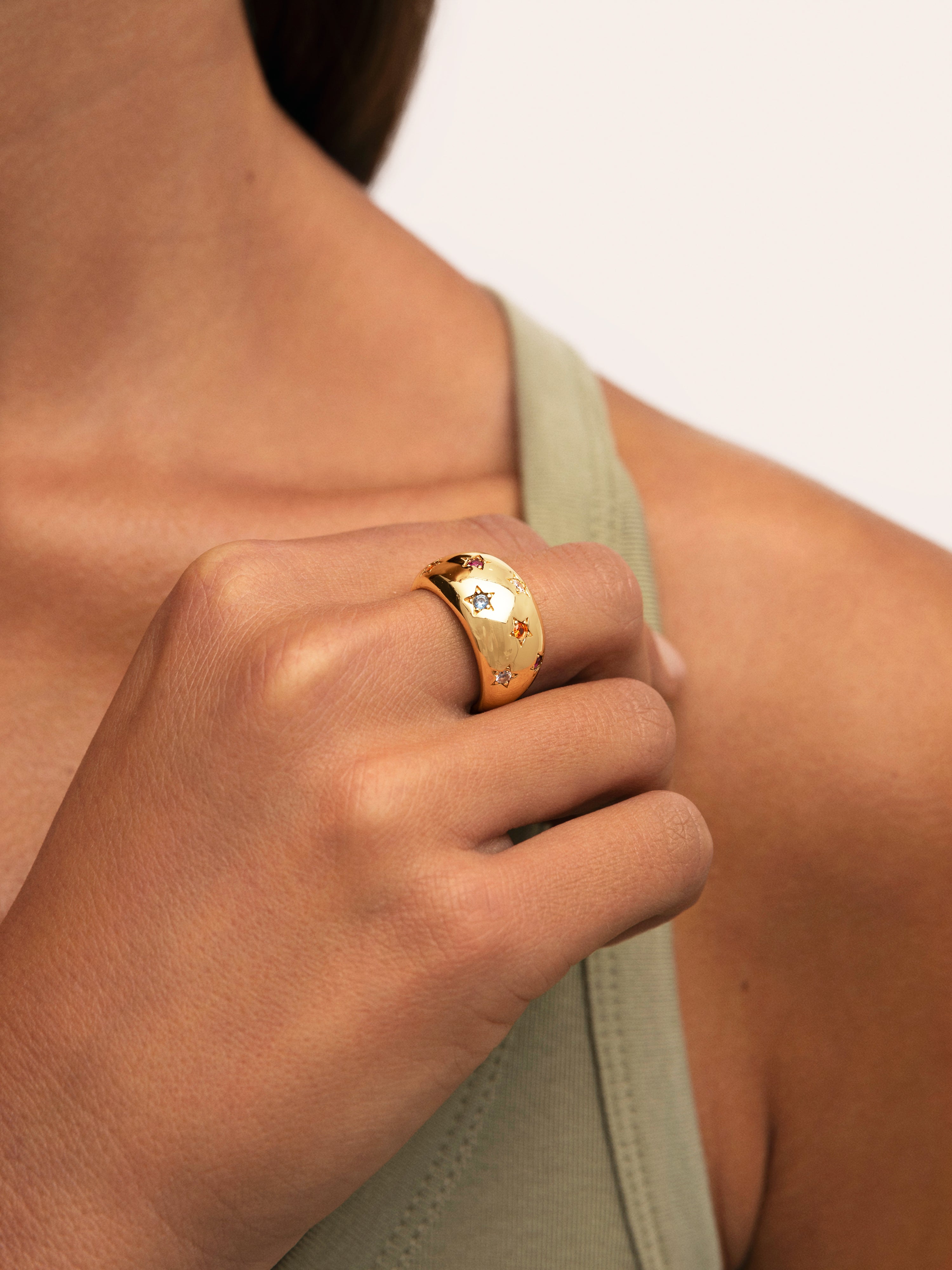 Bomb Color Stars Ring, vergoldet