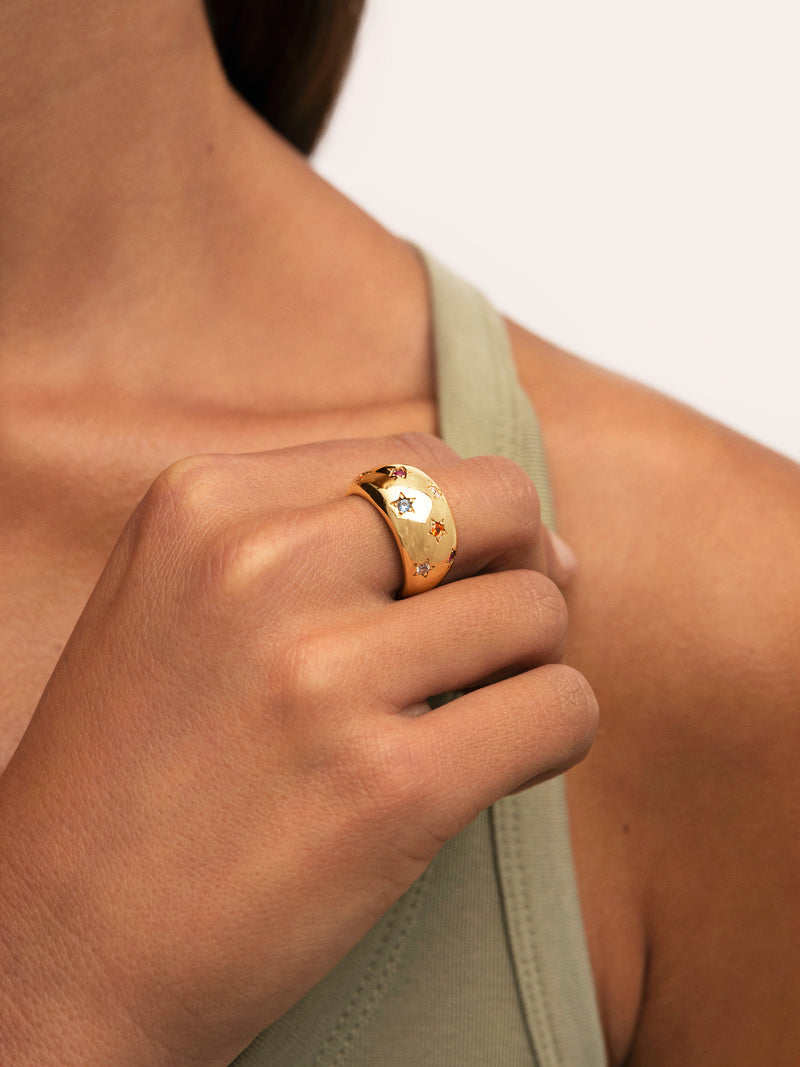 Bague Bomb Color Stars Plaqué Or