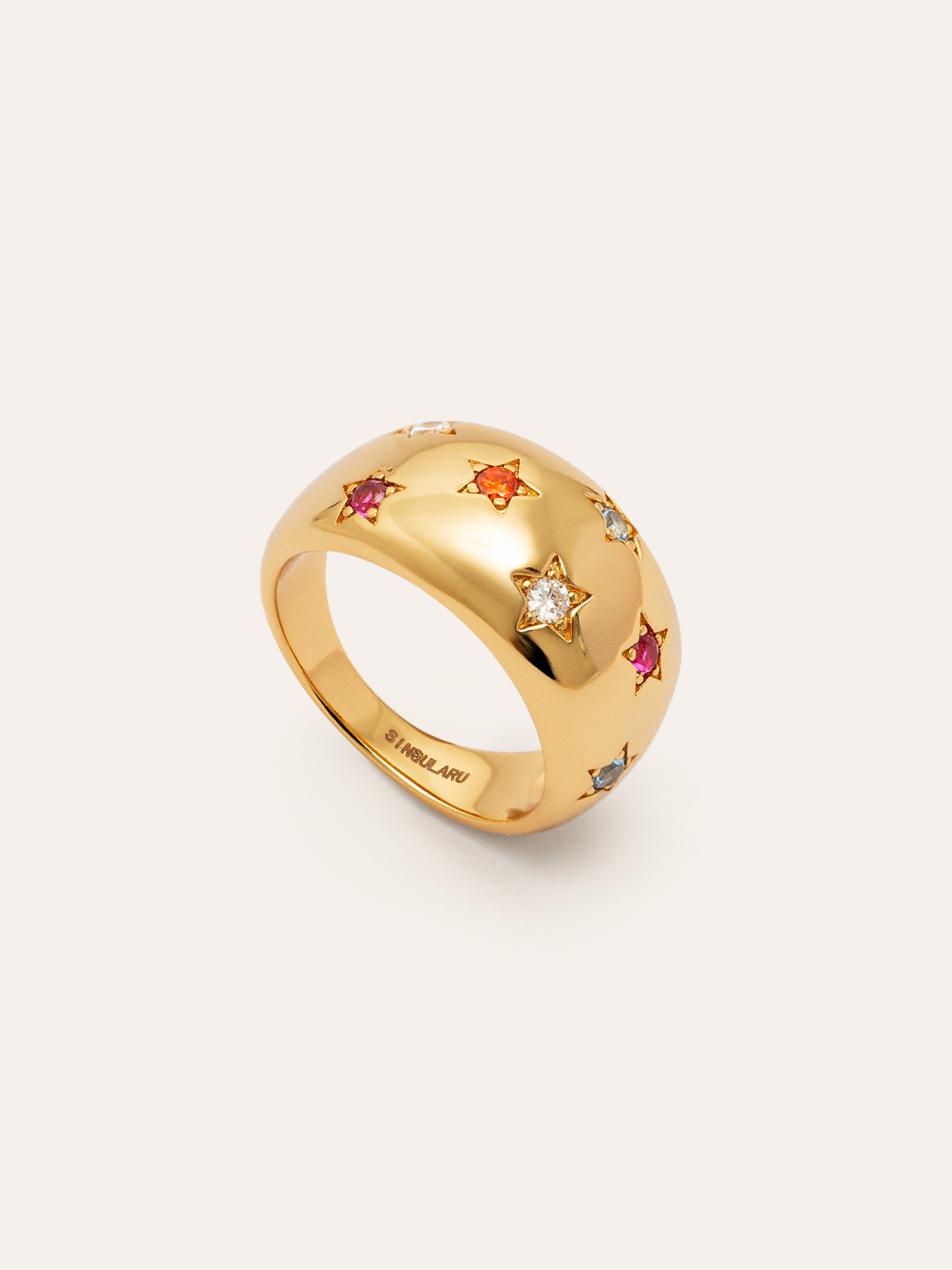 Bomb Color Stars Ring, vergoldet