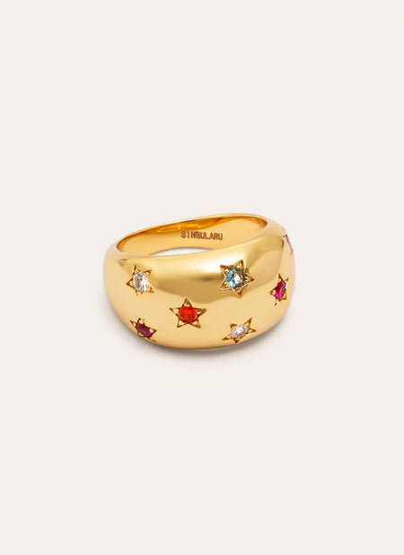 Anillo Bomb Color Stars Baño Oro