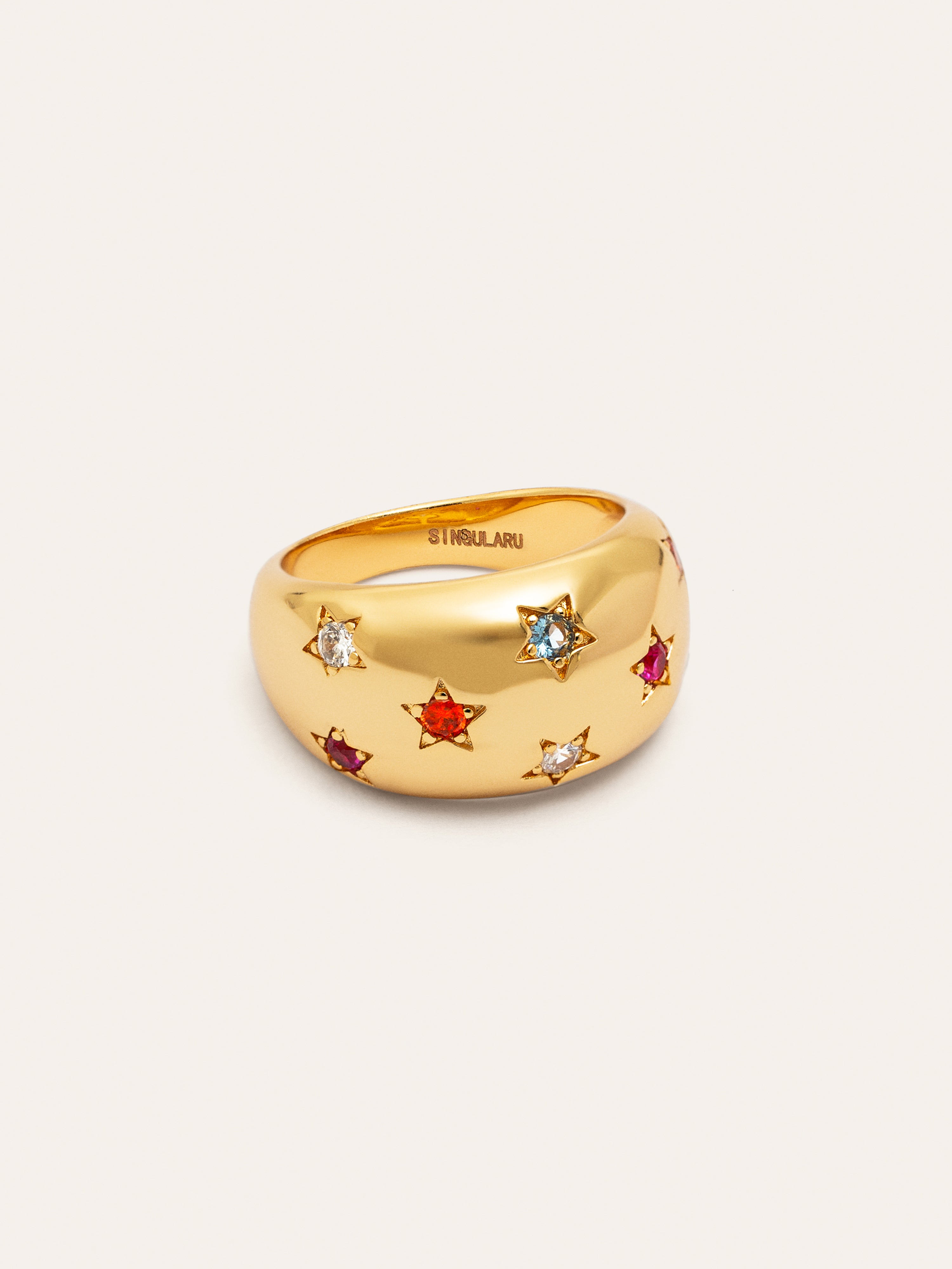 Bomb Color Stars Ring, vergoldet