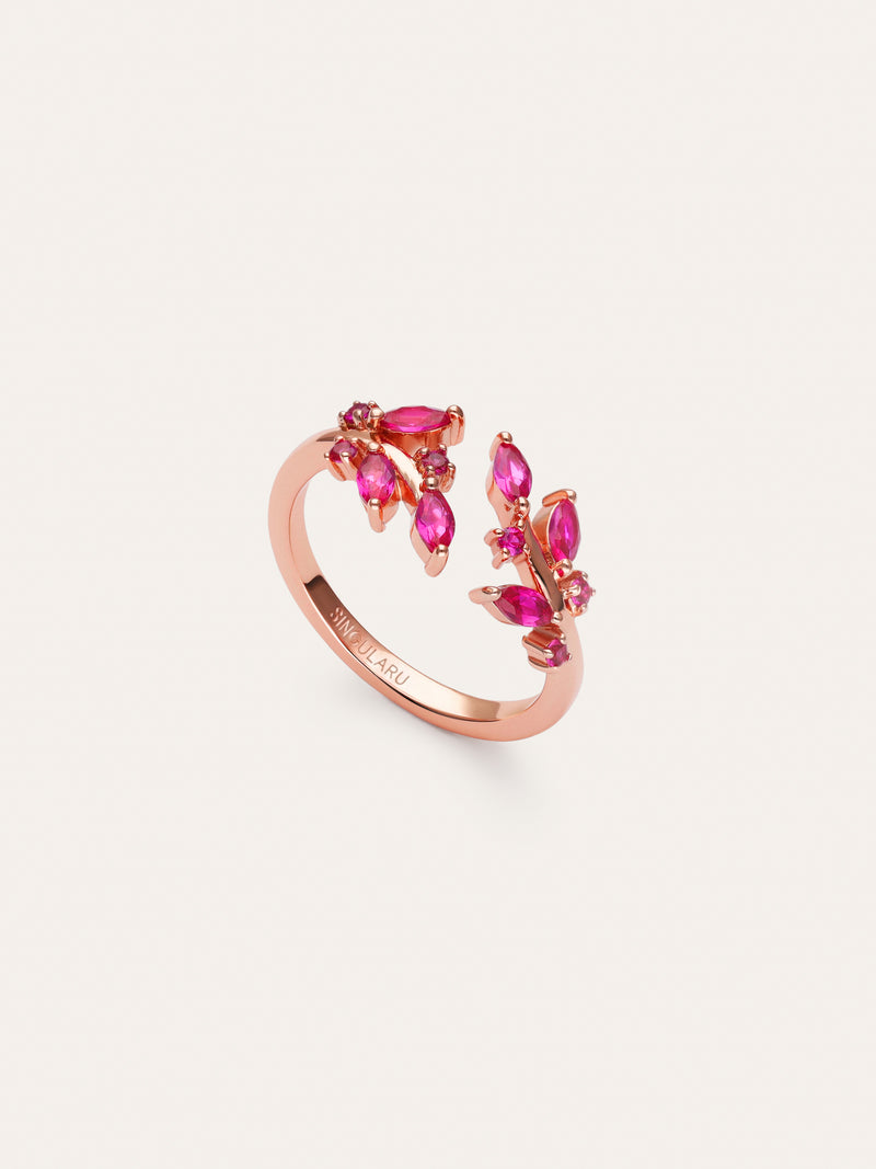 Anillo Buganvilla Raspberry Baño Oro Rosa